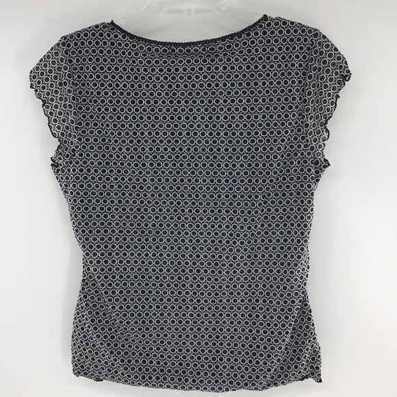 Style & Co Black & White Circles Pattern Glittered Shimmer Size Large V neck - Picture 7 of 12